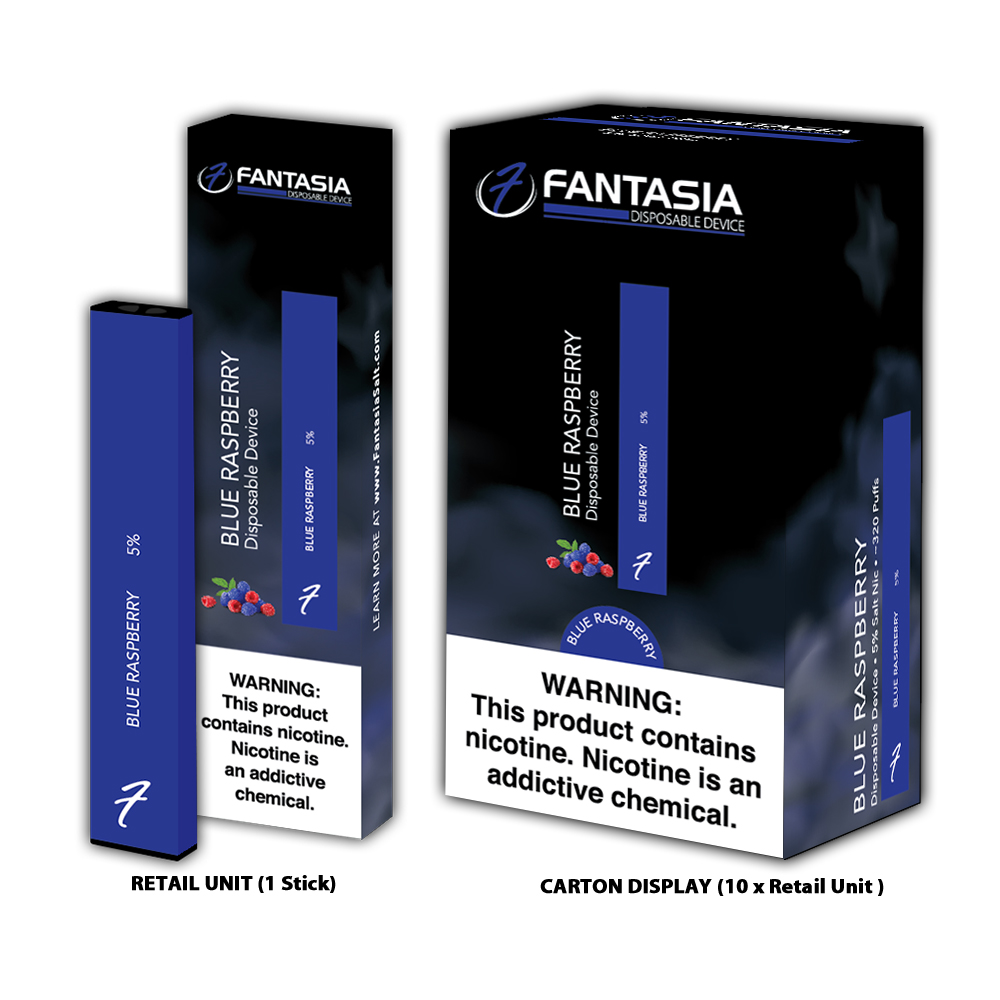 Hydro Brand Inc - Fantasia Vape Bar CARTON (10 Retail Units) BLUE RAZZBERRY Hydro Brand Inc - Fantasia Vape Bar CARTON (10 Retail Units) BLUE RAZZBERRY