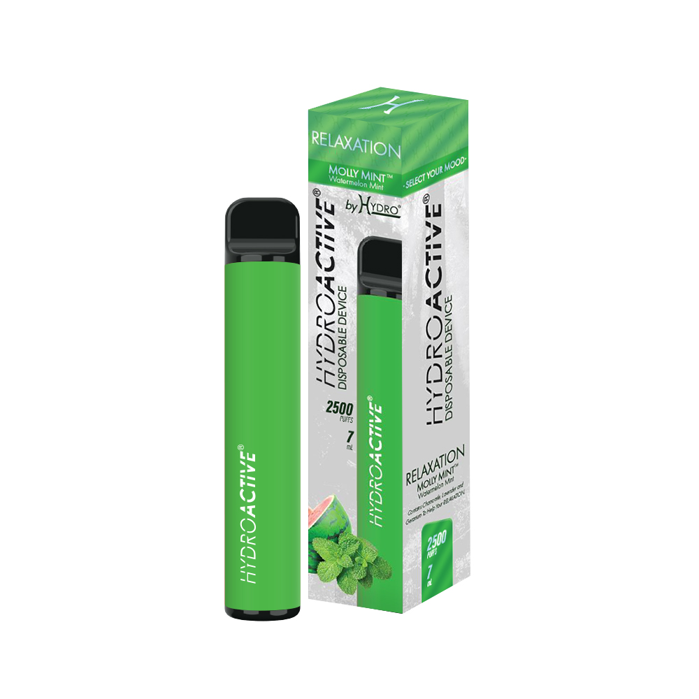Hydro Brand Inc - HydroActive Vape 2500 Unit RELAXATION Molly Mint  Watermelon Mint